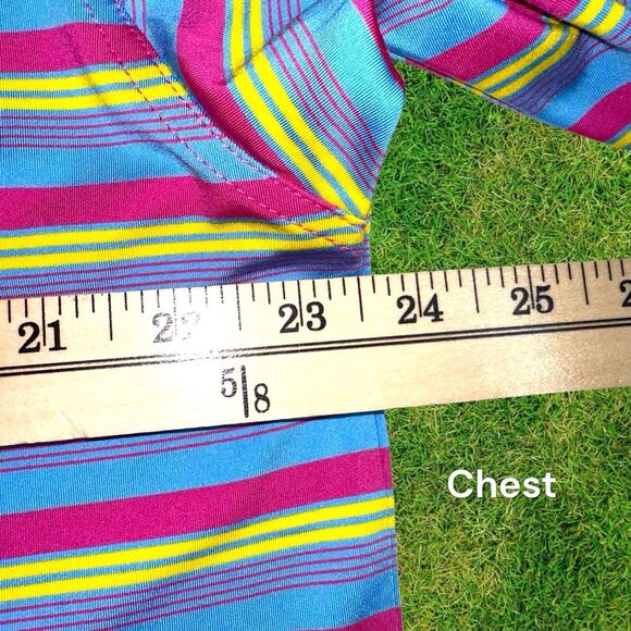 Dunning Golf Mens Polo XL Performance Shirt Stretch Short Sleeve Blue Stripe EUC - Picture 9 of 11